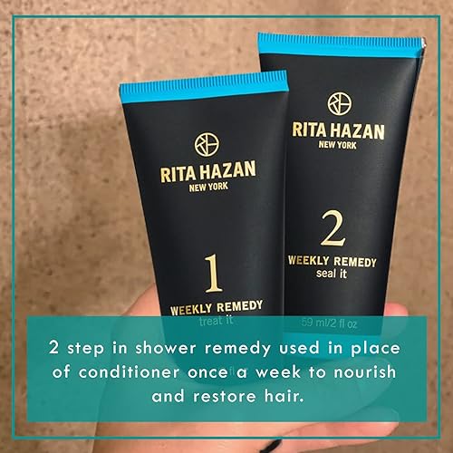 Miniatura 6 de Rita Hazan Kit de crema de remedio semanal de dos pasos, profundamente hidratante y restaurador para cabello teñido - Crema capilar para cabello