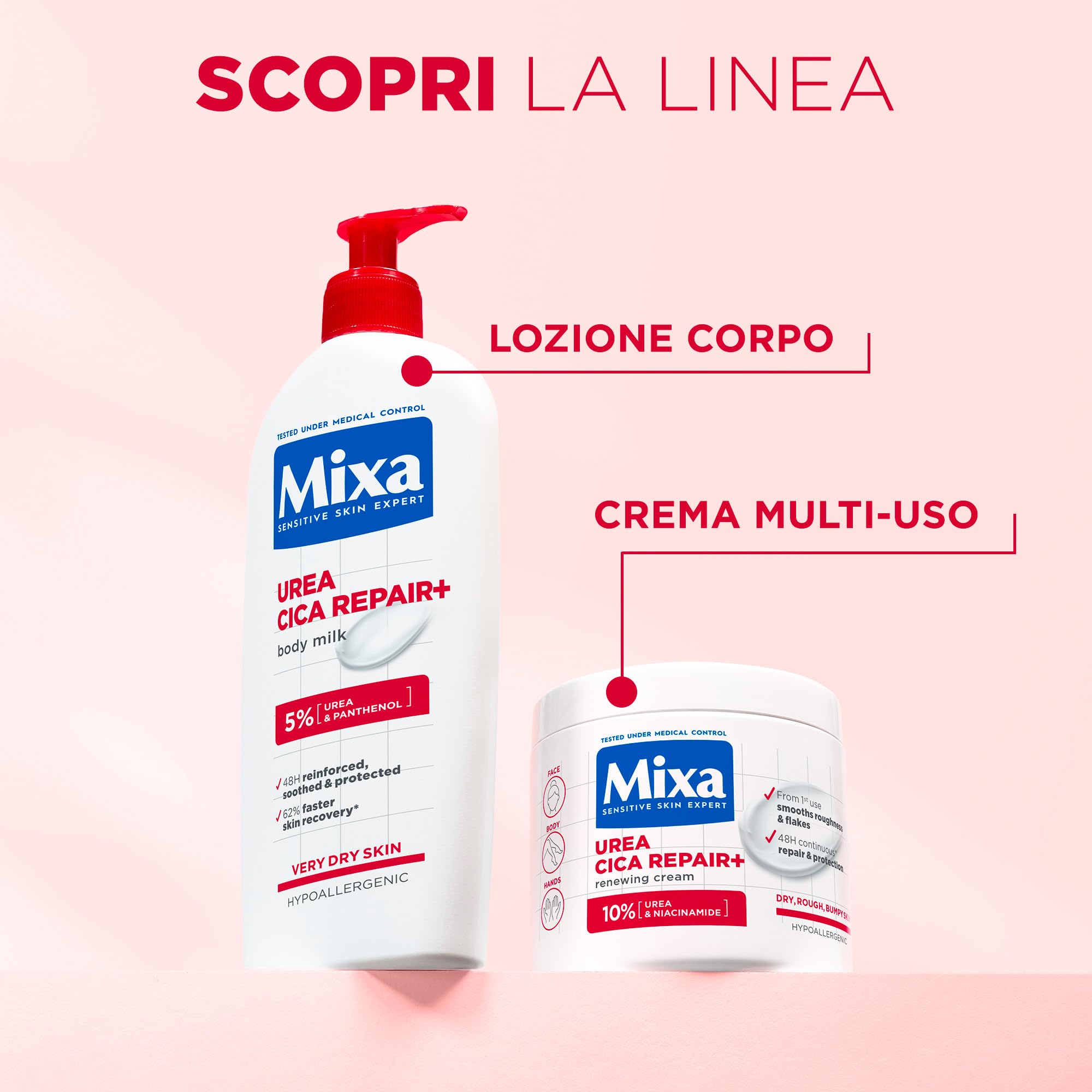 Mixa Crema Corpo Rigenerante, Per Pelle Secca e Ruvida, Pelle Idratata e Lenita per 48H, Barriera Cutanea Riparata e Protetta, Con il 10% di Urea e Amino acid, Urea Cica Repair +, 400 ml