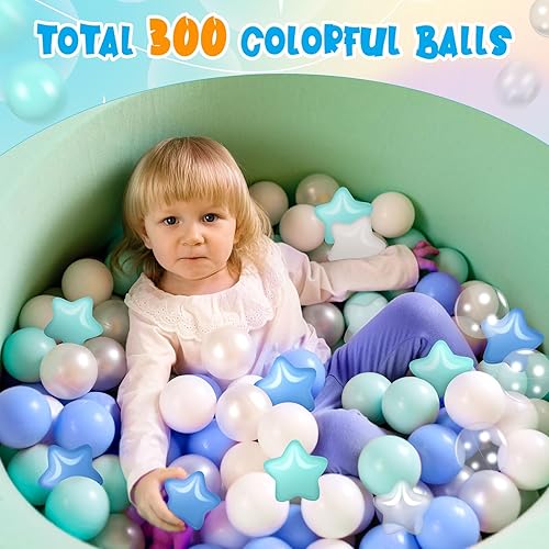 Miniatura 4 de Meooeck 300 bolas y bolas en forma de estrella, a prueba de roturas, bolas oceánicas para bebés y niños pequeños, bolas de plástico suave para