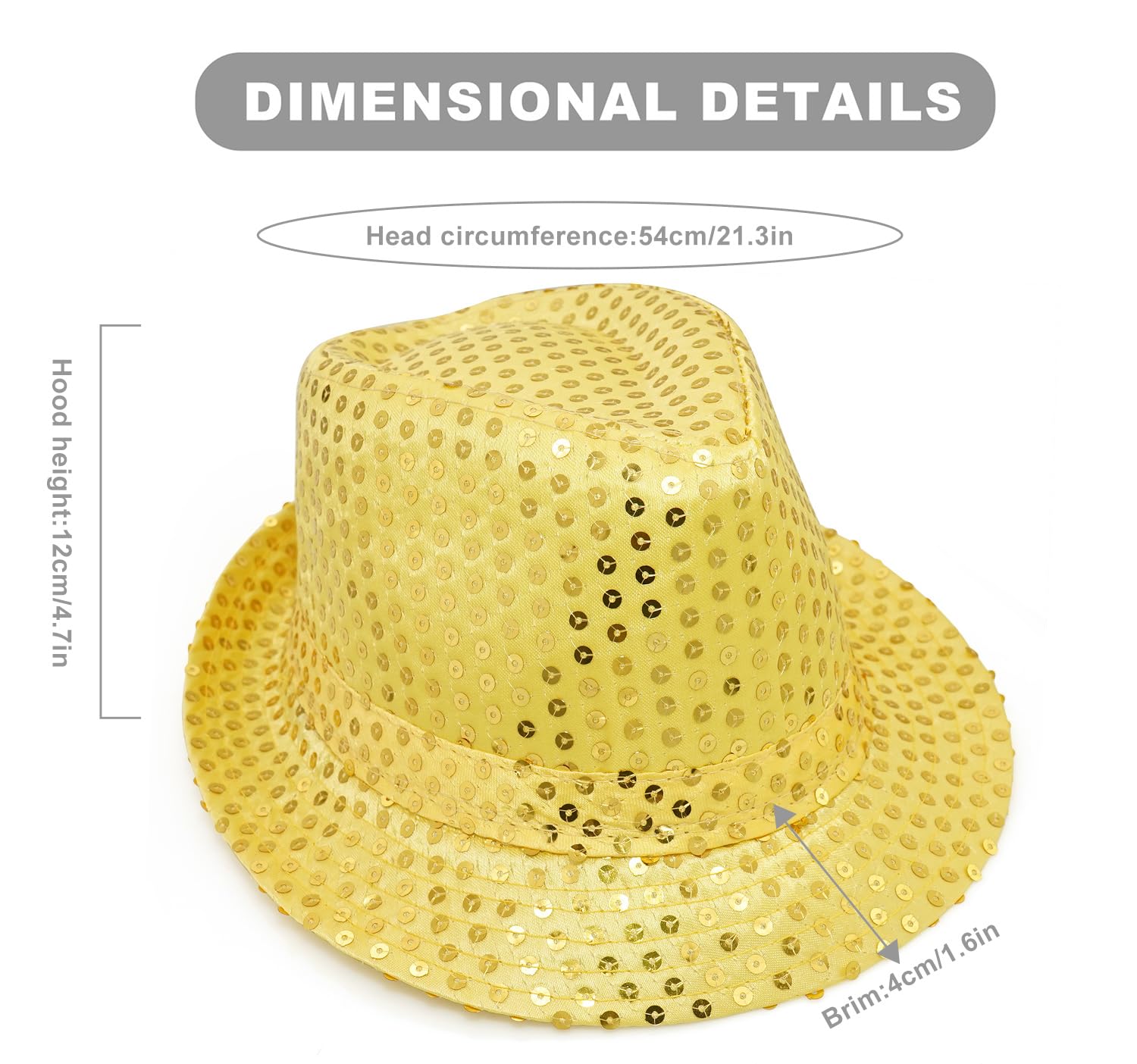 Chapeau Fedora à paillettes pour enfants, casquette de jazz à paillettes pour garçons et filles, chapeau disco brillant