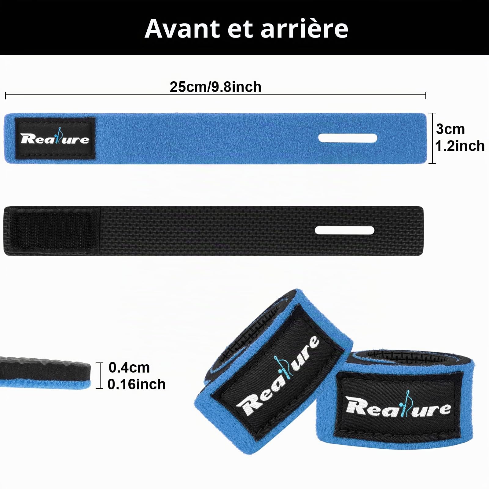 Realure Lot de 8 sangles de canne à pêche réglables en néoprène pour canne fixe mer carpe