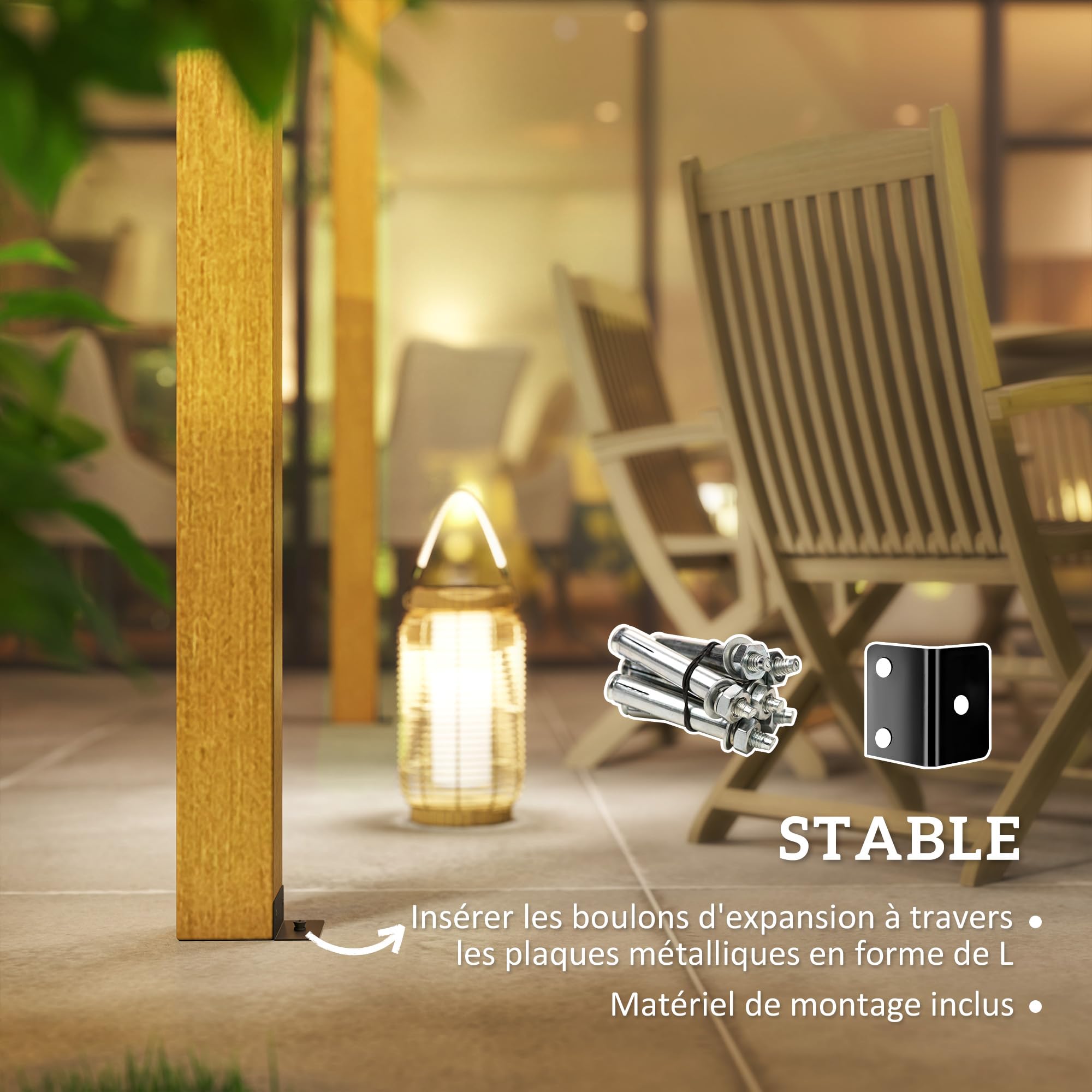 Outsunny Pergola Jardin Exterieur 3 x 4 m Pergola en Bois Naturel