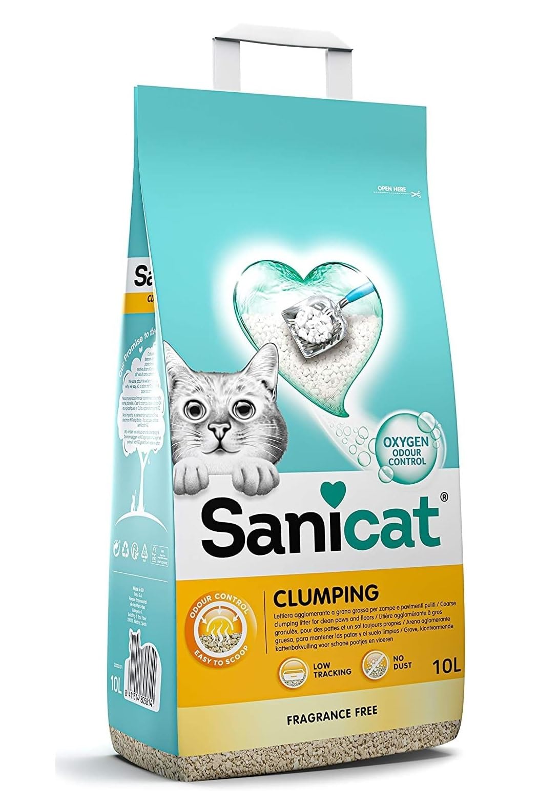 Sanicat Arena para Gatos Aglomerante Sin perfume 10 L Control de Olor