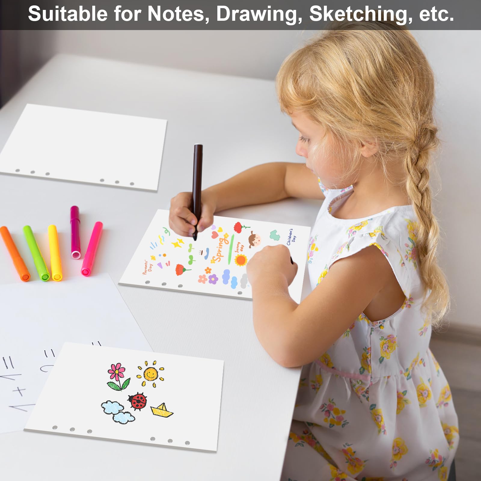 3 Pack A5 Refills Paper, 135 Sheets/270 Pages A5 Insert Thick Refillable Paper, A5 Notebook Refill - Image 4