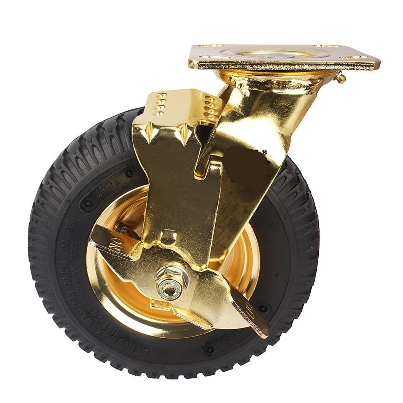 1 Piece casters 8 inches Plated Pneumatic Wheels Rubber Hotel Luggage(8-inch-A-braked)