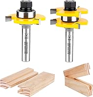 Vista 1 de KOWOOD Juego de 2 brocas de fresado de madera en forma de T ajustable en forma de T de 1/2 pulgada, 3 dientes