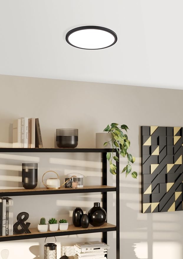 Eglo EGLO LED inbouwspot Fueva Flex, Ø 22,5cm, spot voor universele boorgatmaten van aluminium in zwart met kunststof oppervlak, vlakke inbouw lamp, inbouwdiepte 25 mm, plafondlamp neutraal wit photo 2