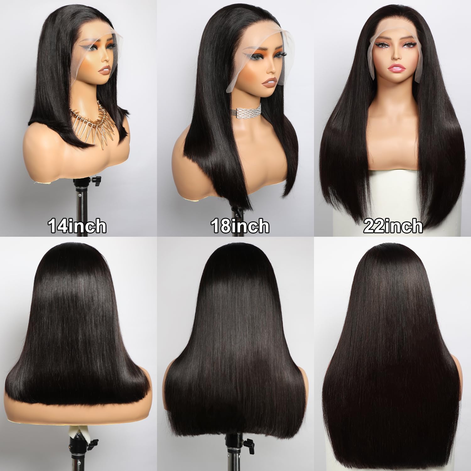 VIPbeauty 200% Density 13x4 Bone Straight Lace Front Wigs Human Hair Bleaching Knot Blunt Cut 13x4 HD Lace Front Wigs Human Hair Pre Plucked 14A Brazilian Virgin Bone Straight Wig for Women 20 Inch