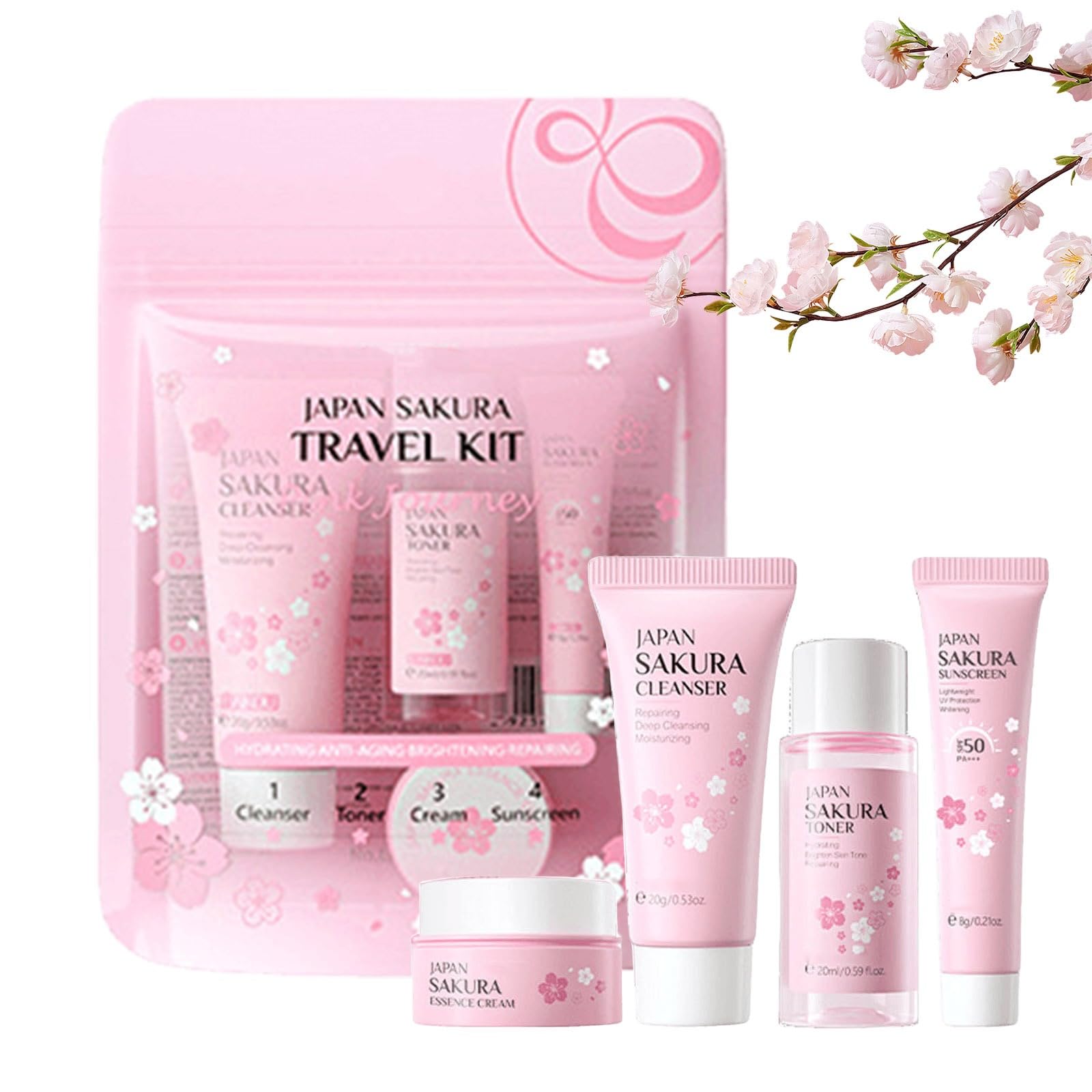 Sakura Hautpflege Set 4-teilig Für Teenager – Mit Reinigung, Toner, Serum & Creme