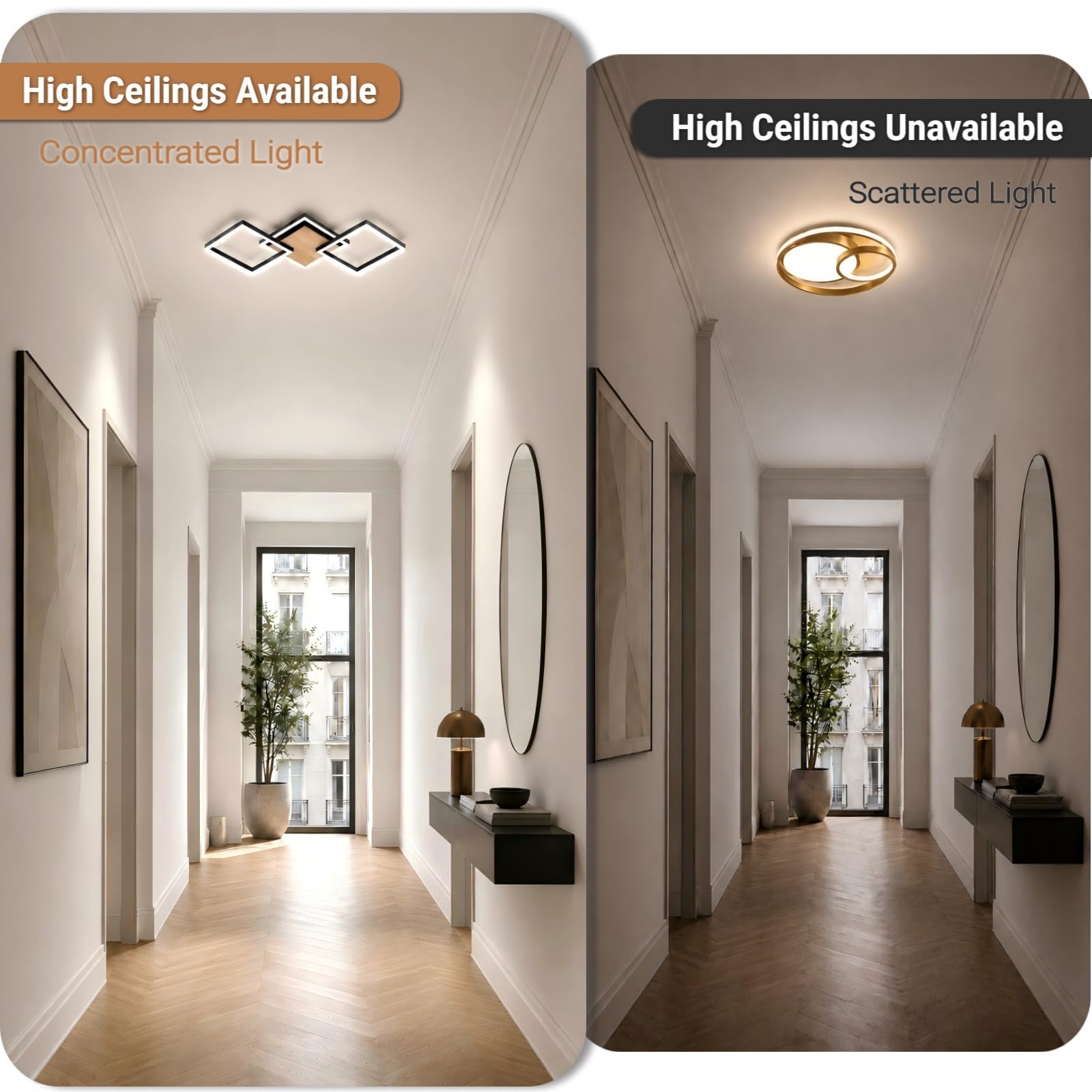 BrightFly LED Techo, 24W Moderna Lámpara de Techo LED, 3100LM Blanco Frío 6500K, Cuadrado Luz de Techo del Para Corredor Baño Cocina Sala de Estar Dormitorio Pasillo