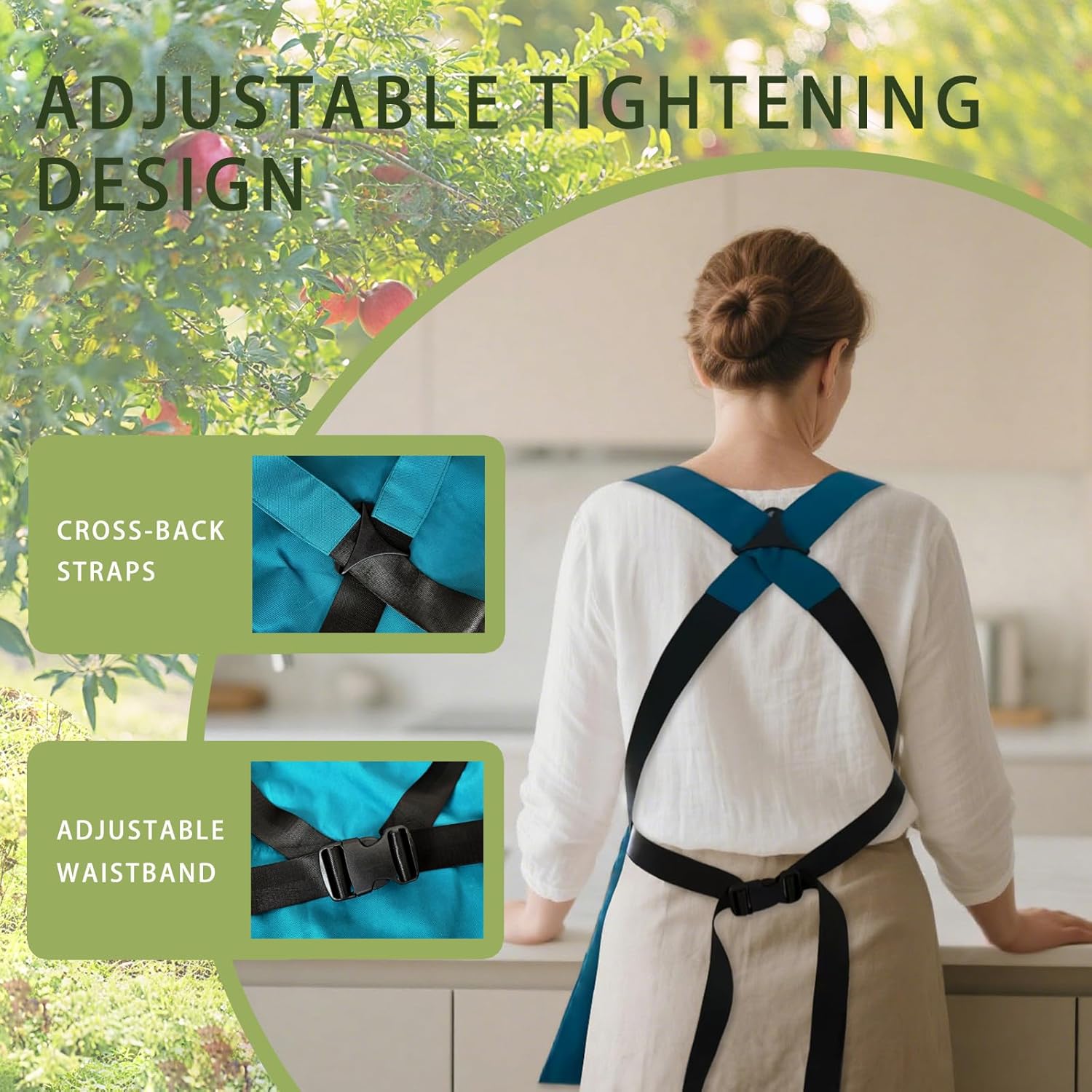 Garden Harvest Apron for Women & Men, Garden Aprons with Pockets and Gloves, Adjustablecross Back Waterproof Apron Great Gift for Love Gardening and Planting - Image 2