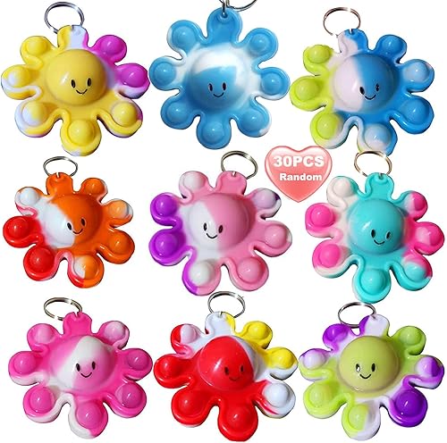 Miniatura 1 de 30 unidades de mini mochila pop de pulpo oceánico a granel arcoíris para premios de estudiantes, regalos de fiesta de verano, pequeña sensorial
