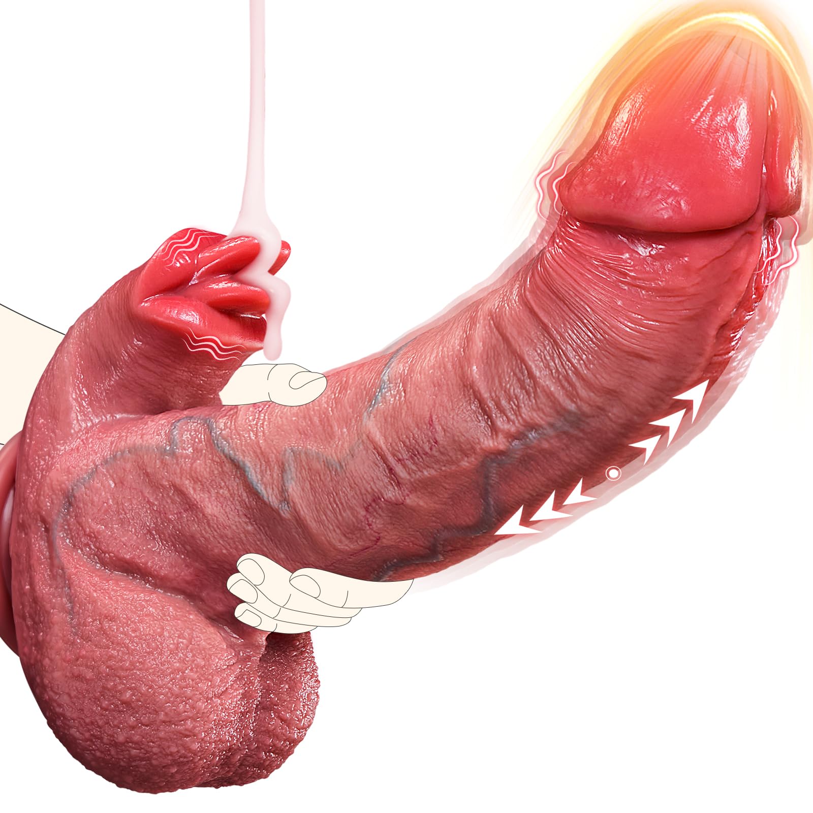Dildo Vibrator Sex Spielzeug für Die Frau, 22cm Big Thick Realistische Dildo Vibration für Frauen mit 7 Schüben &10 Vibrations &Heiz &10 Leck Modi, Saugnapf Dildos für Paare G-Punkt Anale Penis