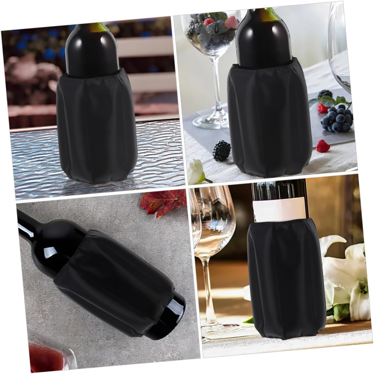 Garneck 2pcs Reusable Wine Cooler Sleeve Gel Ice Packs for Wine Bottles and Portable Chiller for Parties and Outdoor Events Temperature Maintenance Black Color