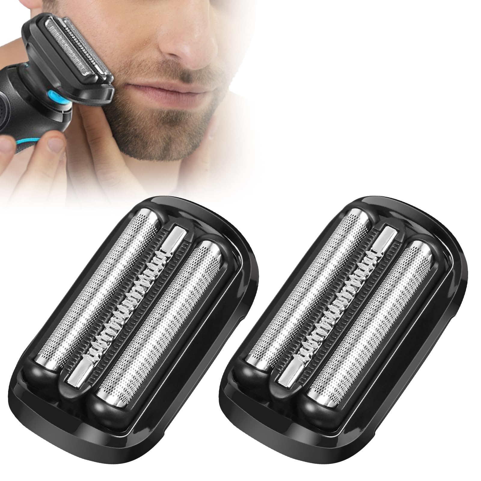 ACWOO 53B Testina Rasoio Serie 5, 2PCS 53B Testina di Ricambio Compatibili con Braun S5/6 53B Sostituzione Parti per 5018S 5049S 5762 5764 6075CC 6020S 6040CS 7020S 7025S, Uso a Secco o Sotto Acqua