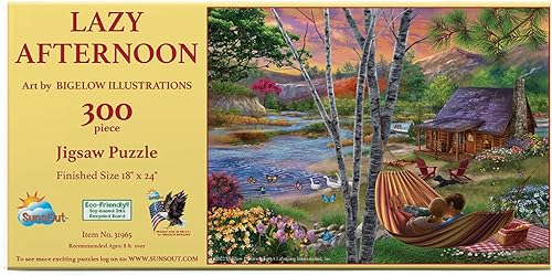 SUNSOUT INC - Lazy Afternoon - Rompecabezas de 300 piezas por artista: Bigelow Ilustraciones - Tamaño acabado 18" x 24" Nature - MPN # 31965