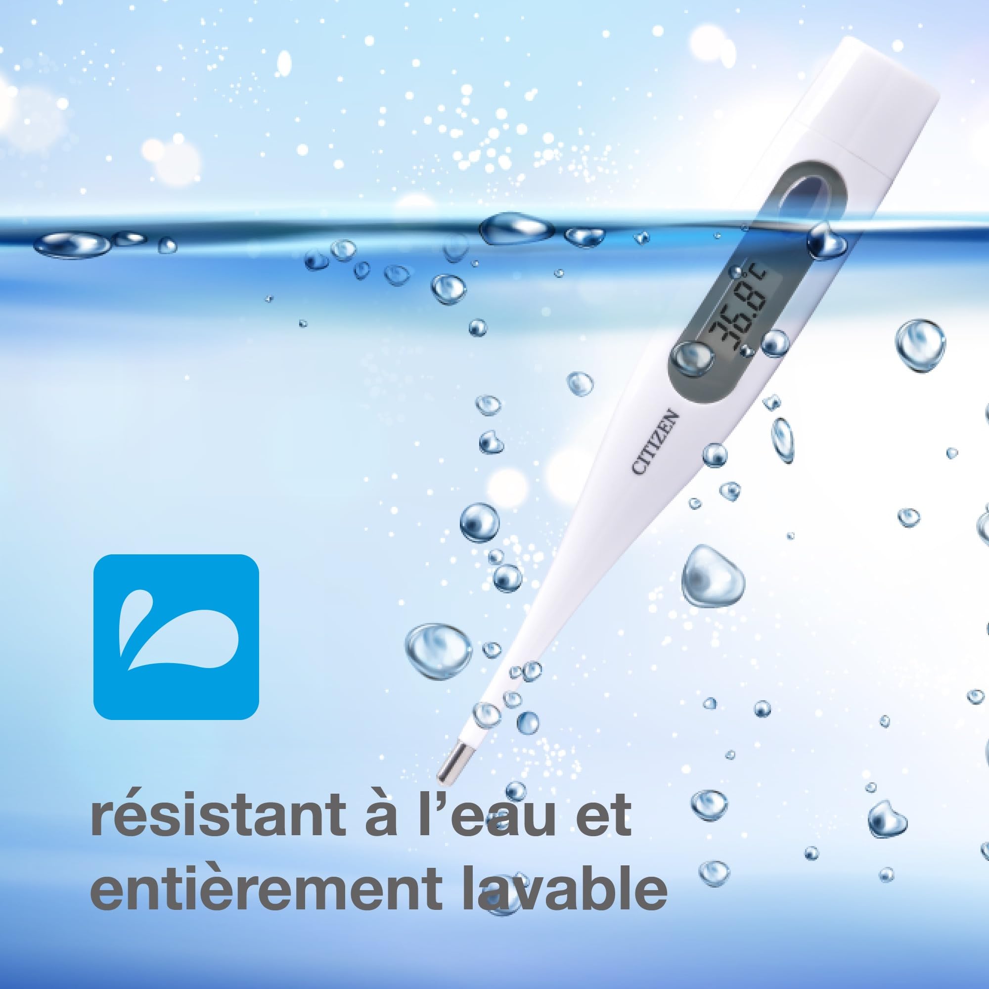 Citizen Thermomètre numérique pour lecture de température corporelle basale – Thermomètre de température corporelle avec alarme de fièvre et fonctionnement à un bouton – Pour adultes, enfants
