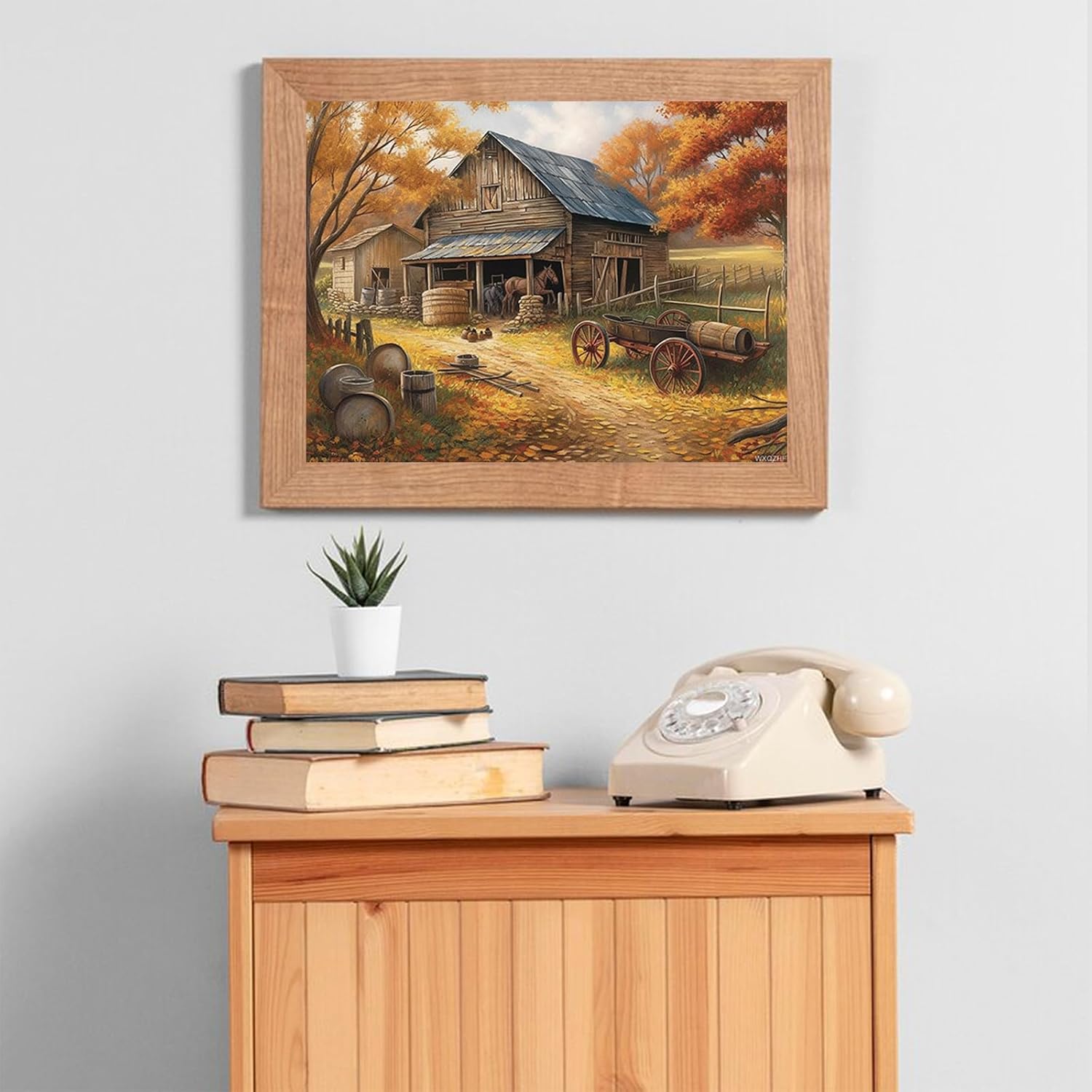 WXQZHF Farm Animal Country Rustic Old Barn Fall Funny Farmhouse Autumn 5D Adult Diamond Art, DIY Diamond Art Painting Kits for Decor Canvas 12x16 inch