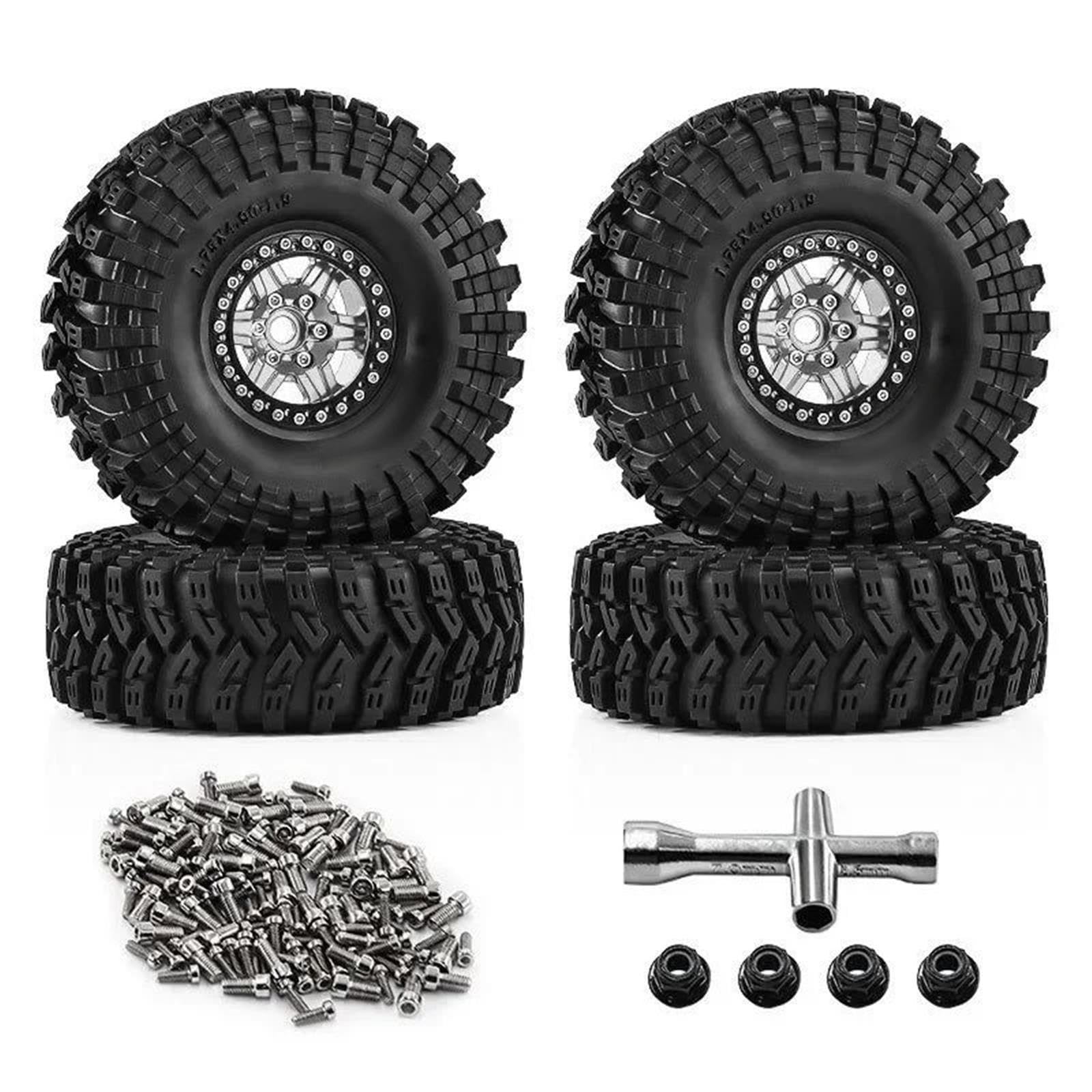 Pneumatici Ruote Beadlock Metallo 1,9" Esagonali 12Mm Per Axial Per Enduro