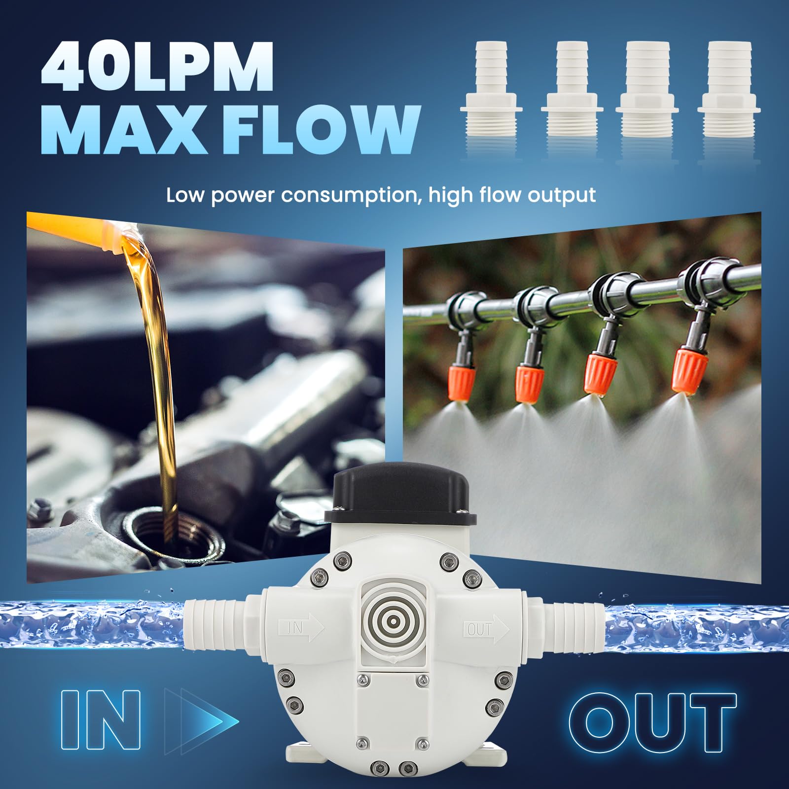 Mxmoonant DEF pump 220 V AC, bomba de membrana multilíquido, 25 psi, 1,7 bar, 400 W, 40 Lpm, autocebado, botón de inicio/parada, para diésel, ADblue, beverages