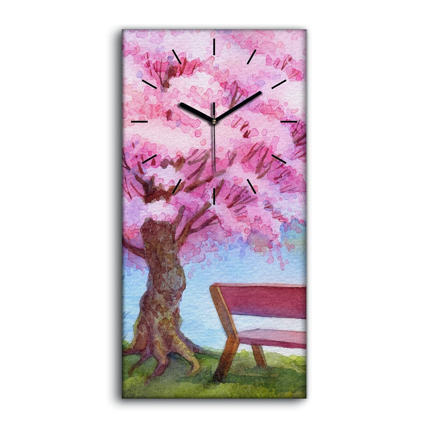 Horloge sur Toile Silencieuse 30x60cm Coloray - Art Mural Décoration Salon Chambre Moderne Fleurs