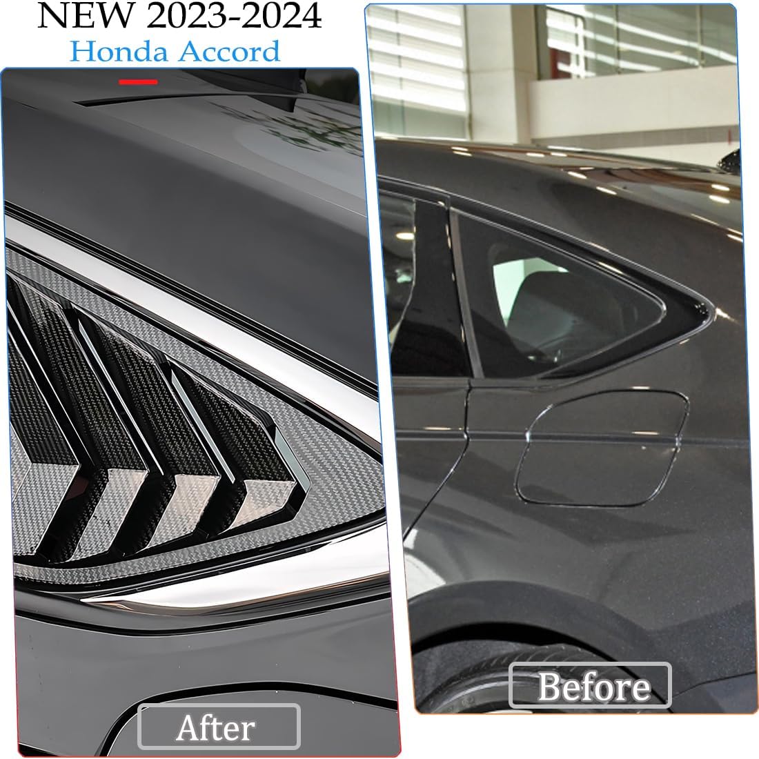 for Honda Accord 2023 2024 2PCS Rear Side Window Louvers Air Vent Scoop Shades Cover Blinds Trim - ABS Carbon Fiber Sport Upgrade Trims Interior Accessories.