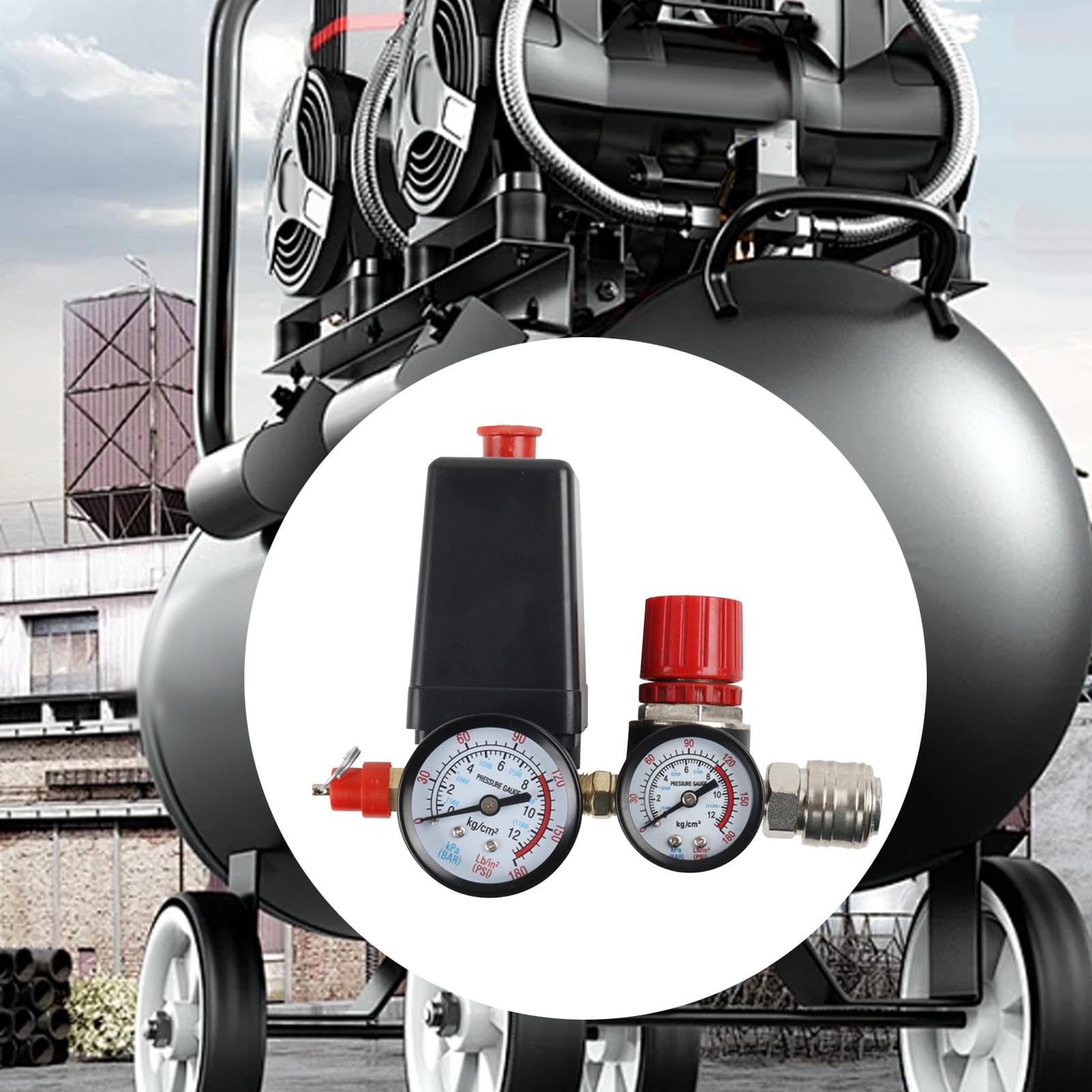 Interruptor de Presión para Compresor de Aire, 90–120 PSI, Regulación de Voltaje, 4 Orificios