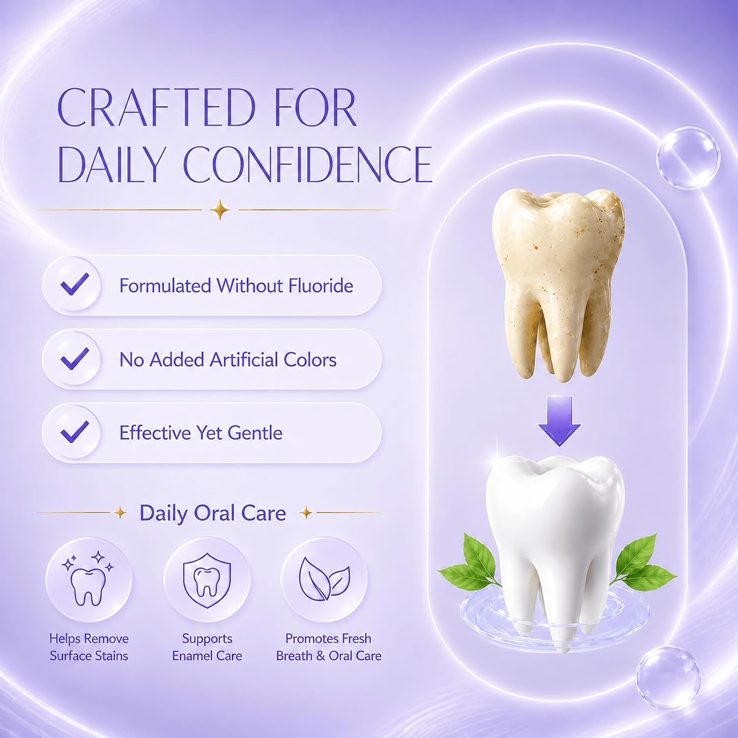 Purple Whitening Strips with 20,000ppm Nano-Hydroxyapatite & 20,000ppm Niacinamide Removes Stains & Bad Breath, Protect Tooth Enamel, Non‑Slip Adhesive Teeth Whitening Strips for Sensitive Teeth, Mint