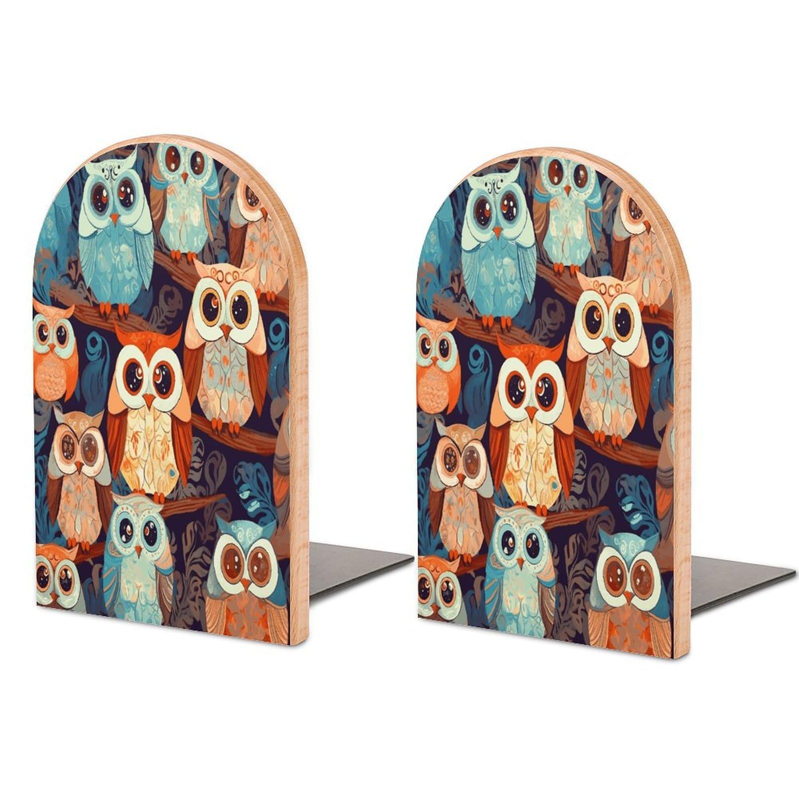 Sujetalibros de búho de madera antideslizante para estanterías de hogar