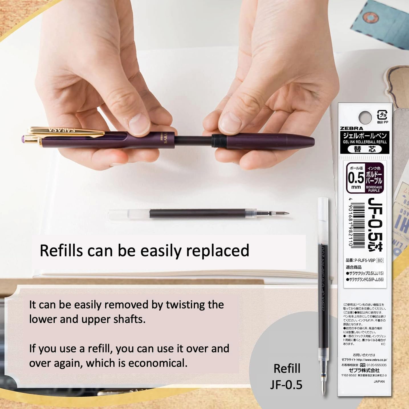 ZEBRA SARASA GRAND Gel Ballpoint Pen 0.5mm Vintage Retractable Pen, 11 Colors Set, original Black slim pen case