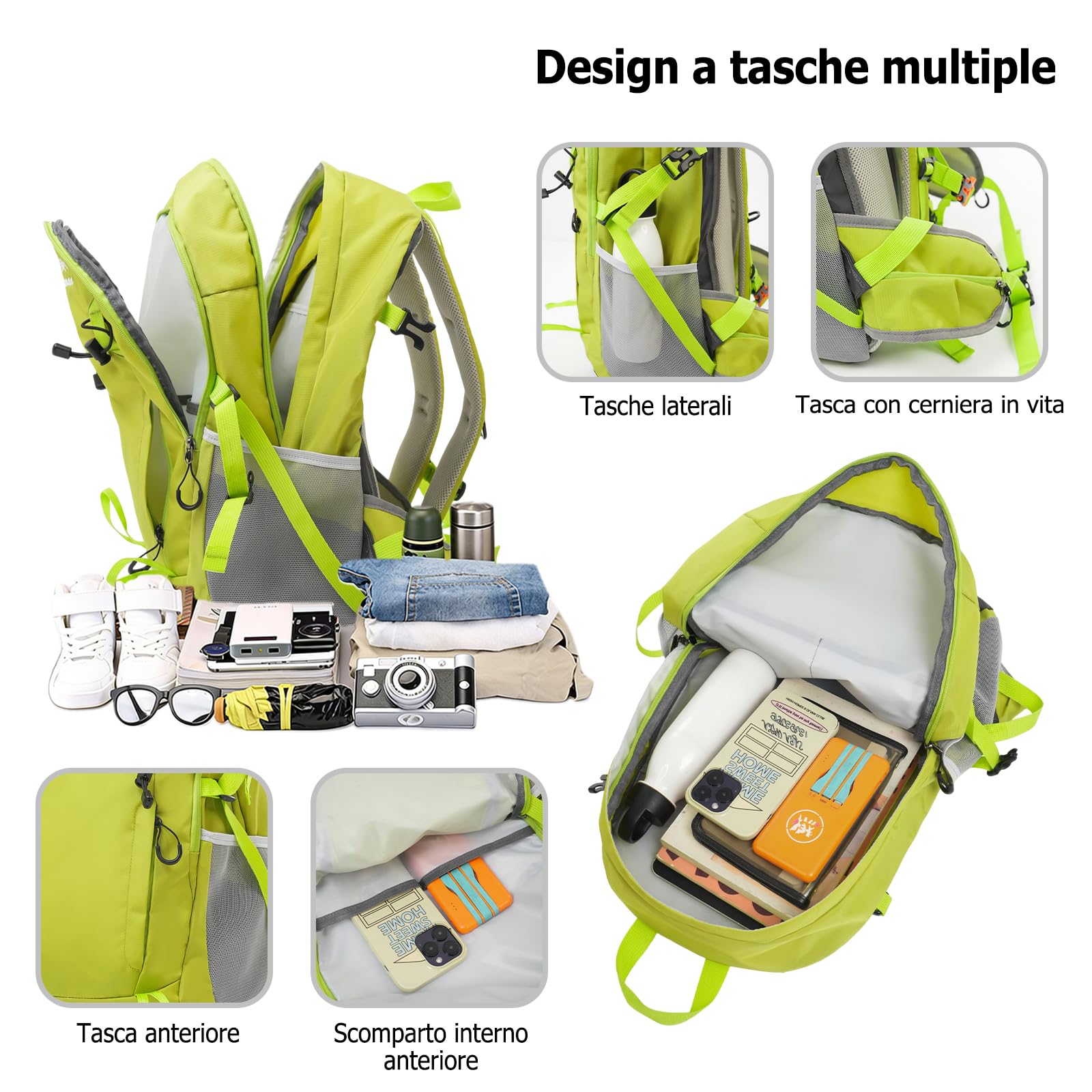 30L Zaino da Escursionismo Zaino Outdoor Impermeabile Zaini con Sistema Dorsale Traspirante per Camping Viaggi Uso Quotidiano Blu