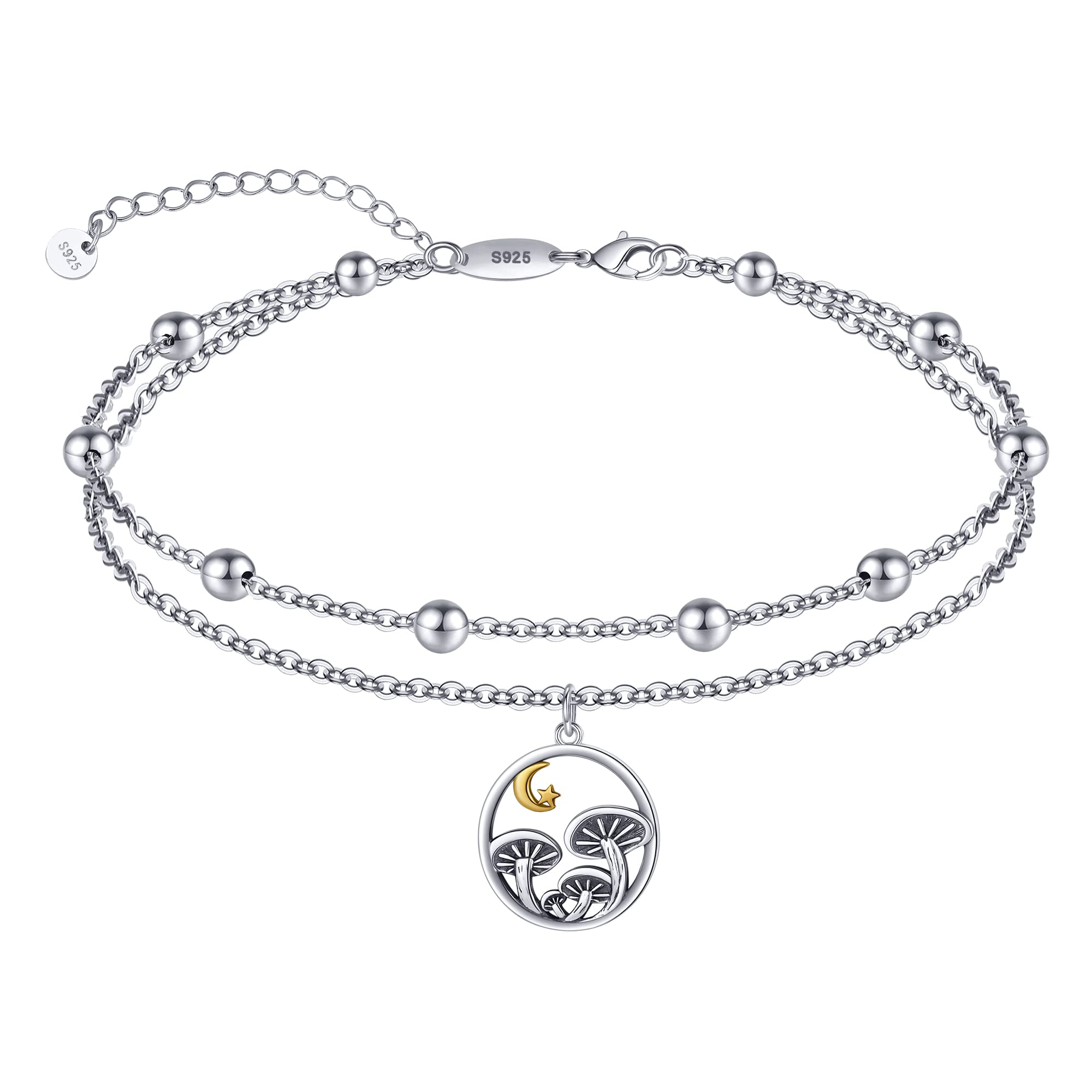 CHIC & ARTSY Dainty - Cavigliere da spiaggia in argento Sterling S925, con strati estivi, regolabile, multistrato, da 25,4 a 27,9 cm