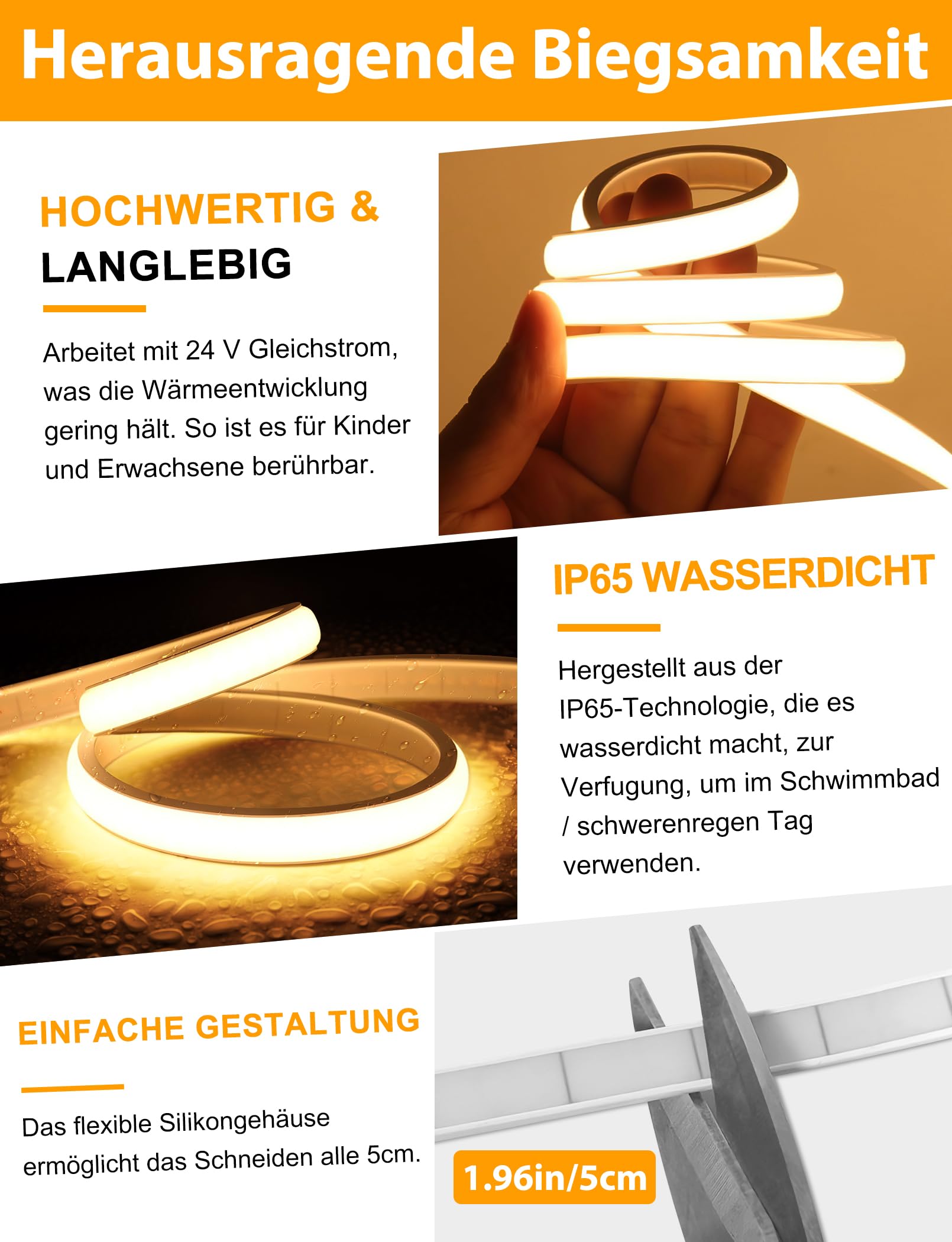 Striscia LED COB, luce bianca calda, dimmerabile, 10 m, con telecomando, 3000 K, autoadesiva, impermeabile, larghezza 10 mm, in silicone, flessibile, per TV, camera da letto, CRI90+