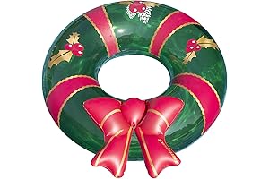 Swimline Christmas Wreath Inflatable Pool Ring for a Festive Holiday Swim