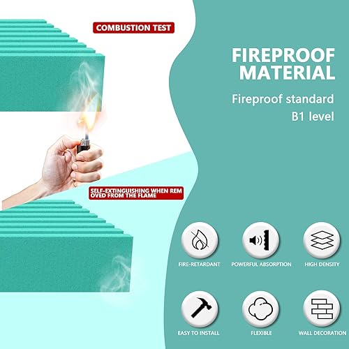 Miniatura 4 de Paneles de espuma acústica, paneles de espuma a prueba de sonido para paredes, paneles de absorción de ruido de estudio para estudio, oficina,