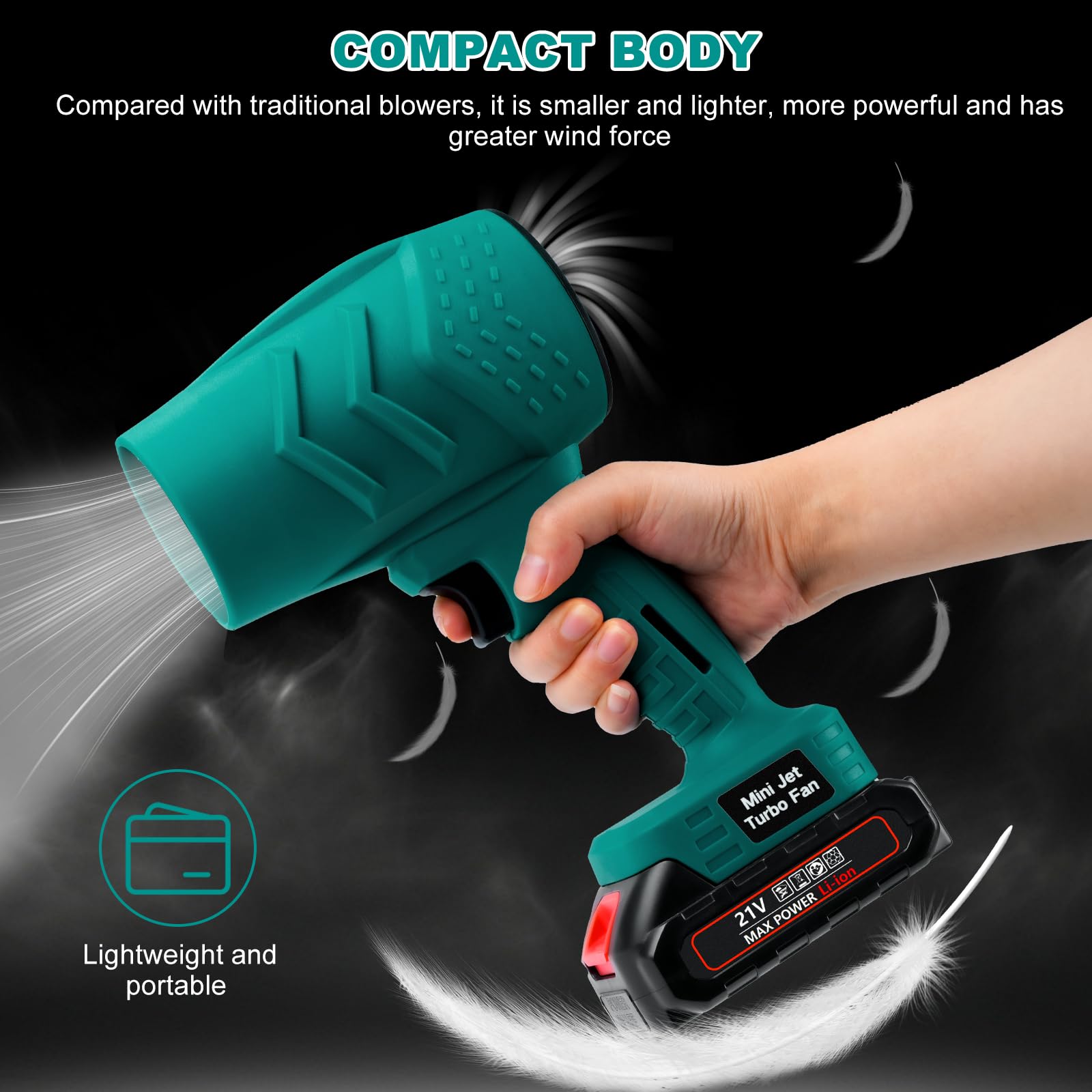 Jadeshay Turbo Jet Fan, Handheld High-Power 35000RPM Cordless Air Blower, Lightweight and Durable for Car Drying and Cleaning