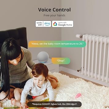 Sonoff TRVZB Thermostatic Radiator Valve, Smart Thermostat, Application Functionality, Zigbee Thermostat Requirements Zigbee 3.0 Hub, Compatible with Alexa/Home Assistant