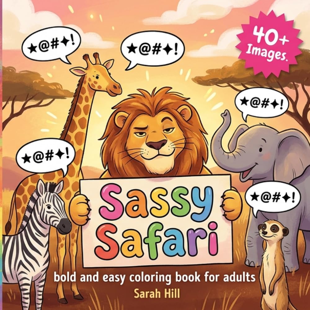 Sassy Safari: A Bold & Easy Swearing Animals Coloring Book for Adults | 40+ Hilarious Wildlife Designs