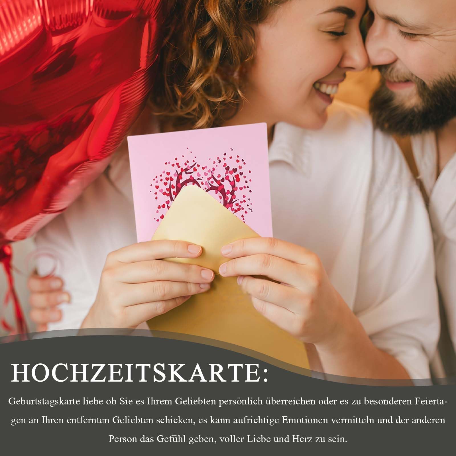 Regalo Romantico San Valentino Biglietto Pop-up 3D Con Albero E Coppia - Per San Valentino, Anniversari, Regali D'amore Fatti A Mano Biglietto Anniversario Matrimonio