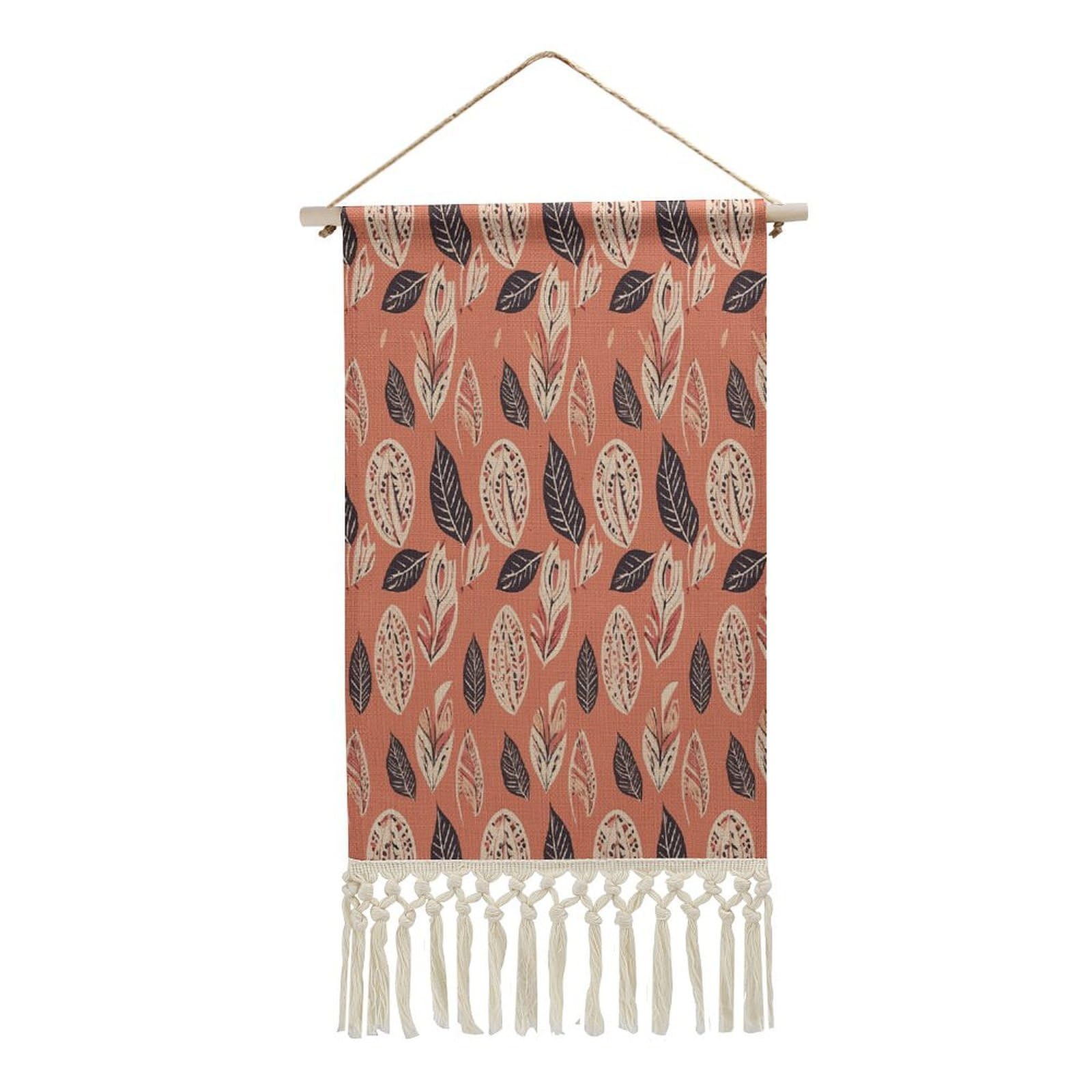 Adfgyerh Style Simple Leaves Tapestry With Tassels Cotton And Linen Hanging Posters, Wall Art For Travel Gift, Wall Tapestry For Office Home Decor Bedroom Living Room Decor