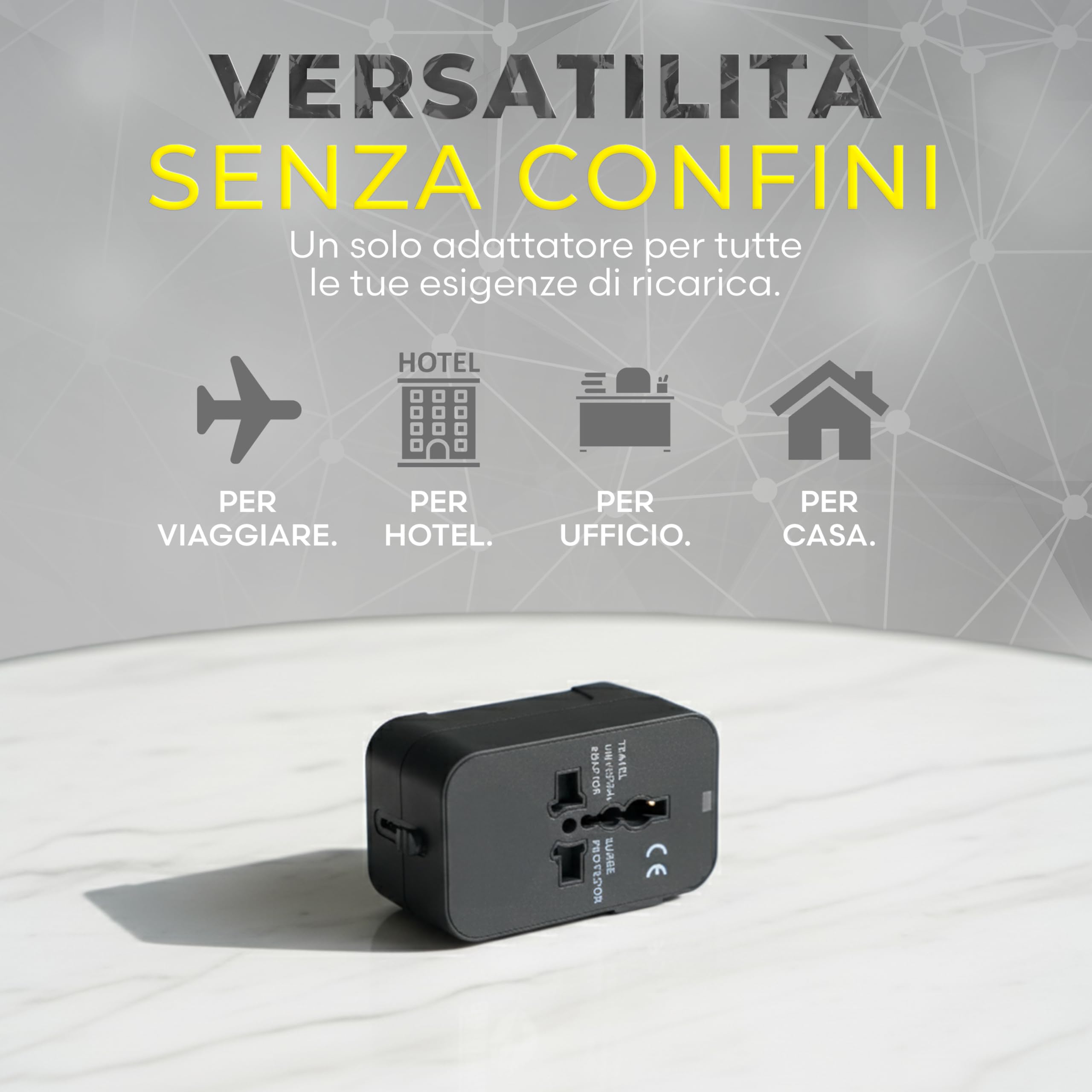 Adattatore Universale da Viaggio Internazionale USA UK Europa Australia Giappone con Protezione Surge Integrata