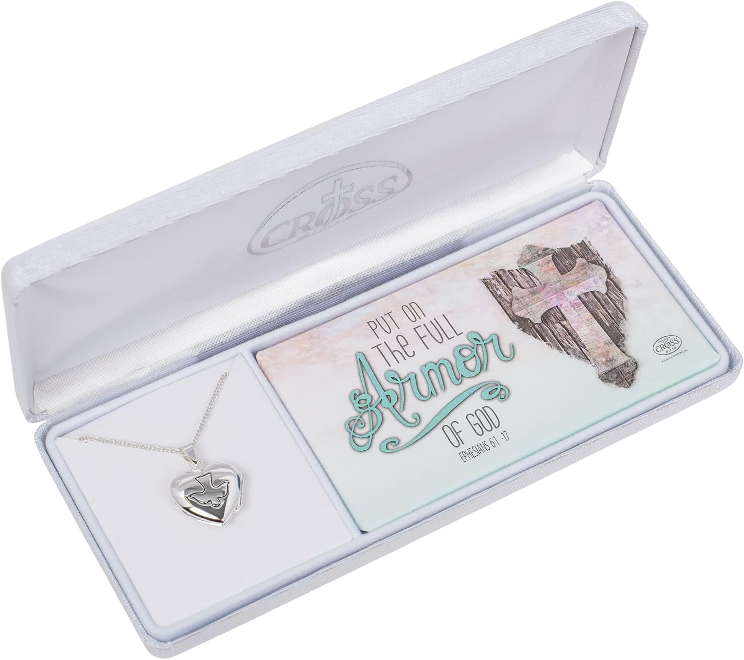 Dicksons My Confirmation Heart with Dove Silver Plated 18 Inch Girl's Prayer Locket in Jewelry Box