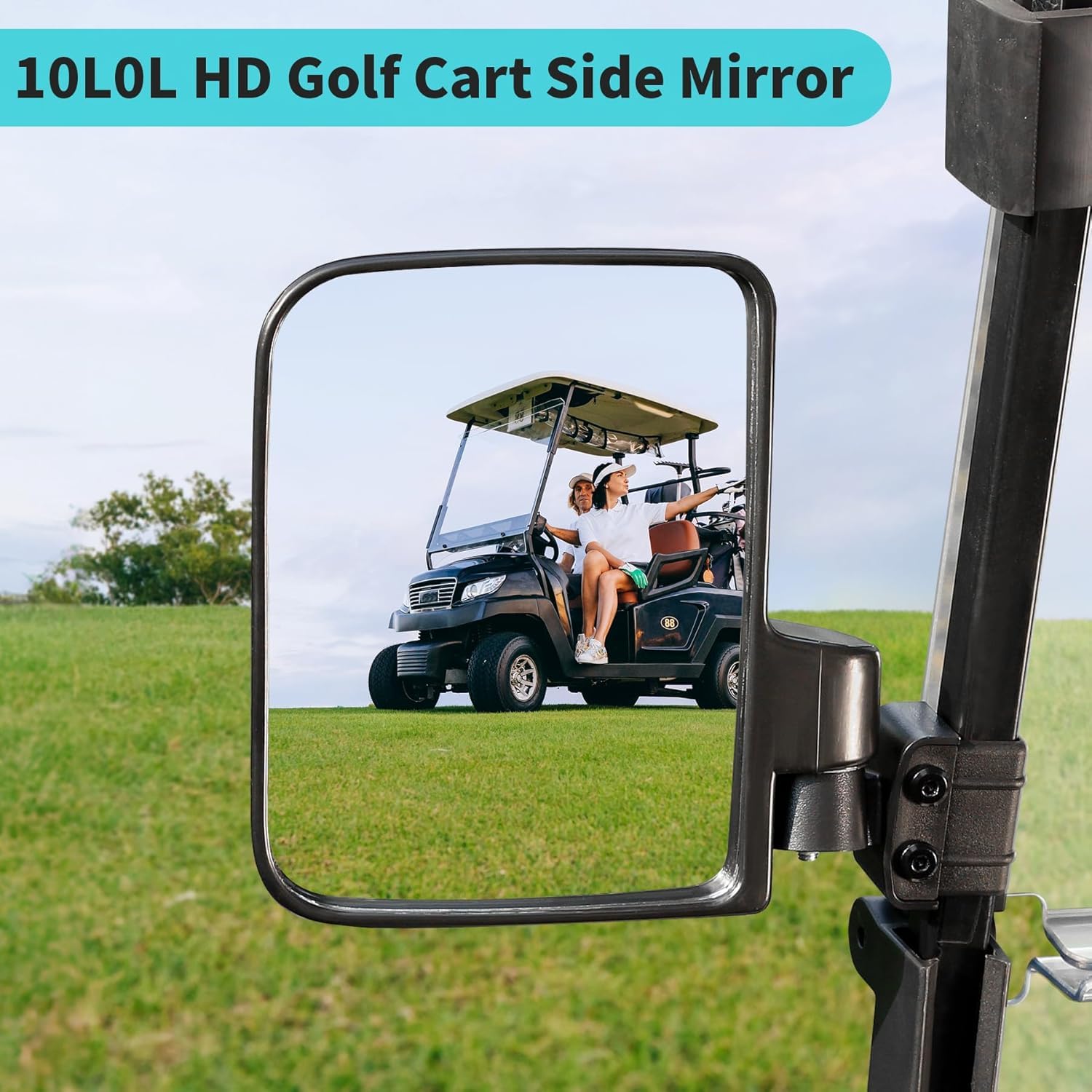 10L0L Golfwagen-Spiegel-Sets – ohne Bohren Seitenspiegel, Weitwinkel-Rückspiegel, verstellbar, HD-Glas, universell für Yamaha Club, Auto, EZGO