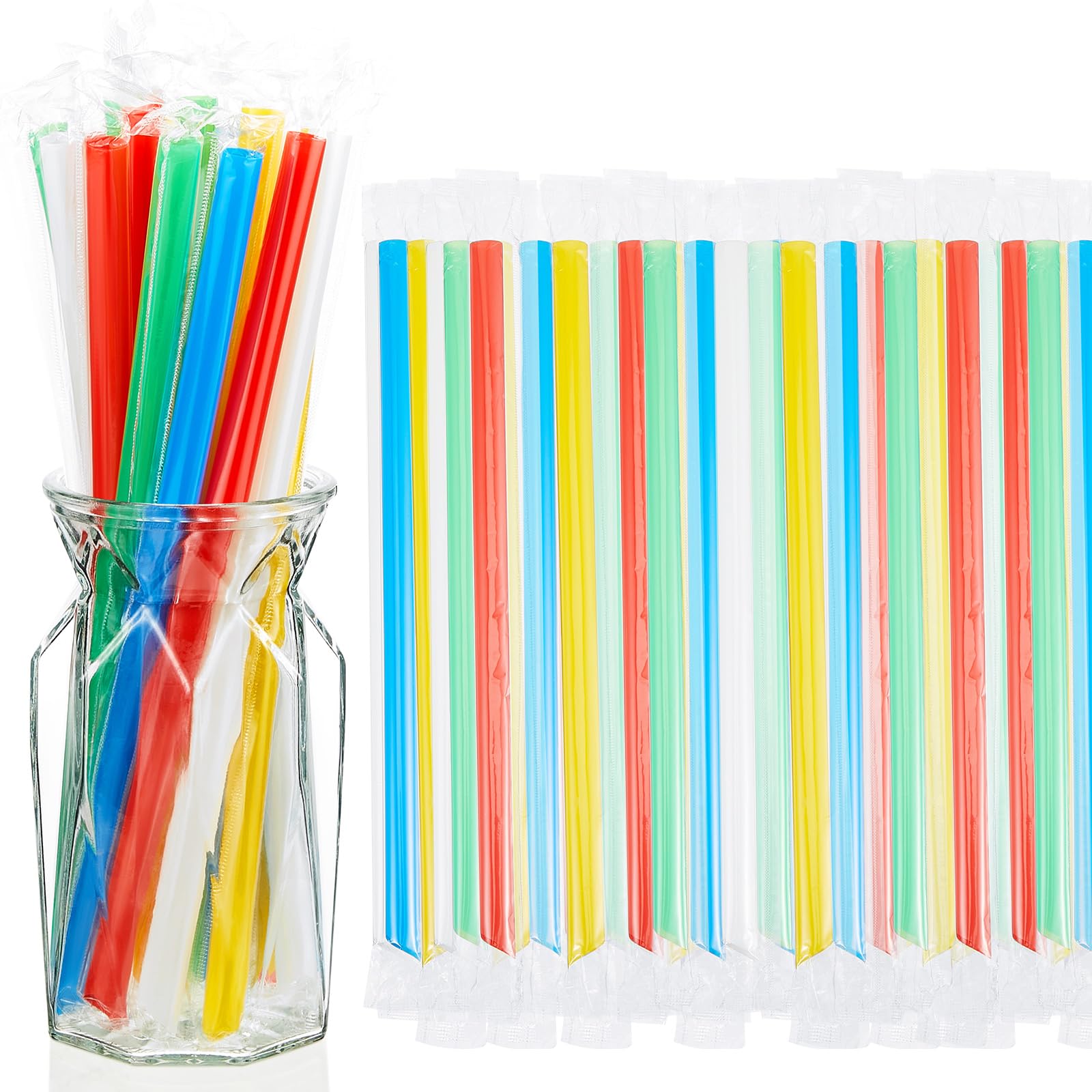 Tessco for You 100 Pcs 9.84 Inch Boba Straws 10mm Wide Bright Color