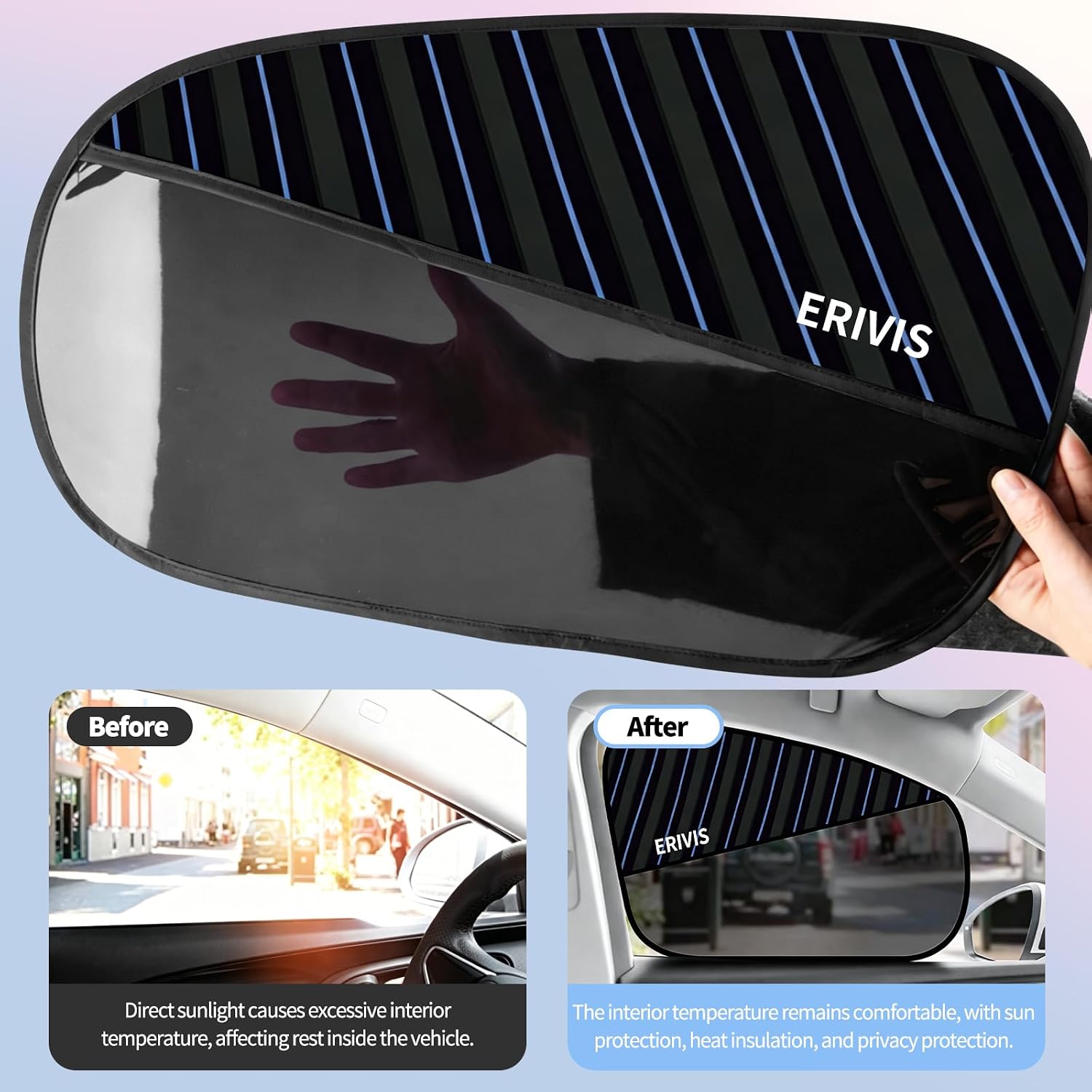 4 PCS Car Window Shades, Universal Fit for Most Vehicles, Front & Back Half-Shade Side Window Shades, Blocks UV Rays, Window Shade for Baby in Car