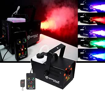 Rockville R1200L Fog/Smoke Machine with RGB LED Lights, Strobe Effects, 7-Channel DMX, Wired/Wireless Remotes
