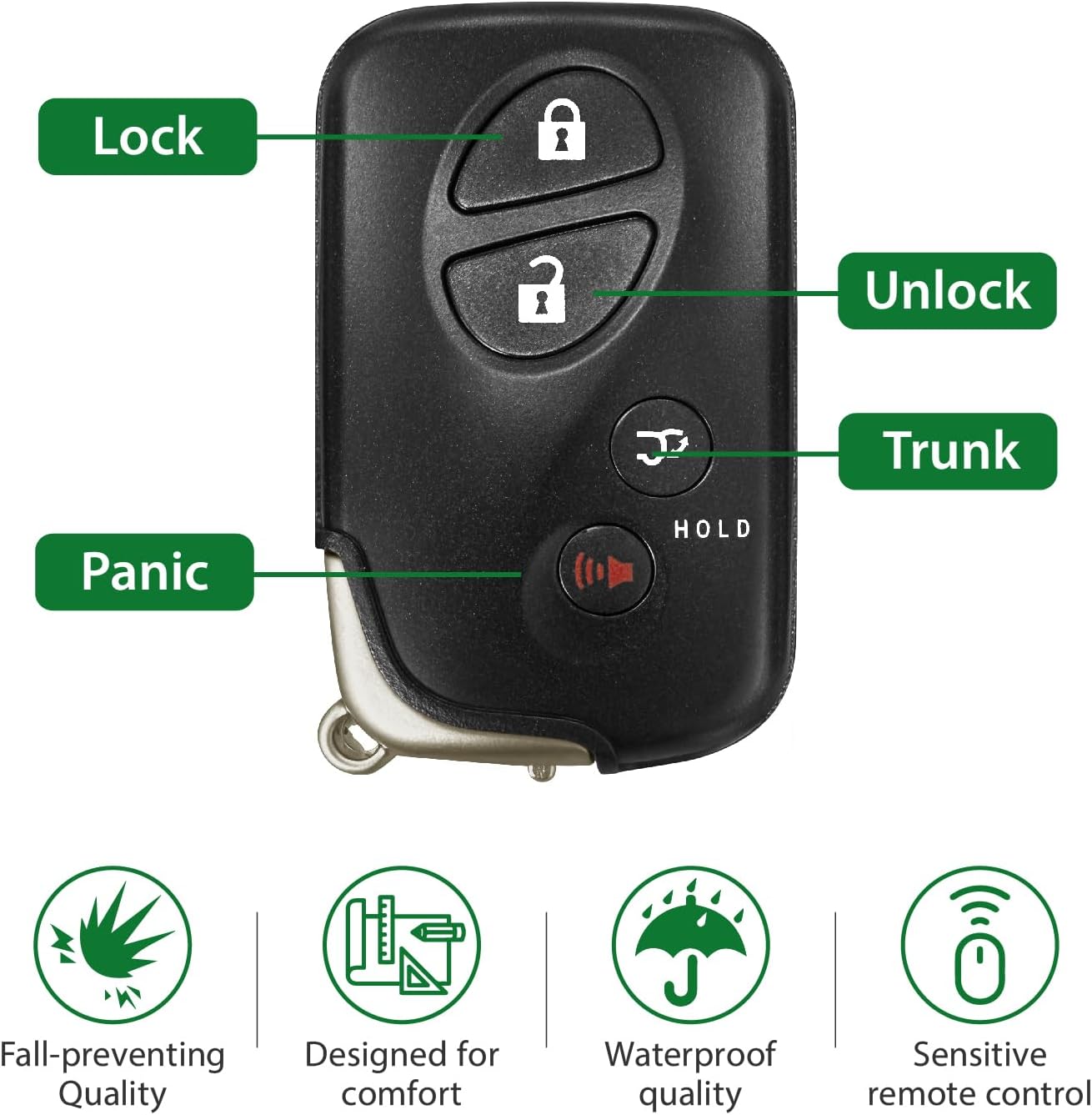 Replacement for 2011 2012 2013 2014 Smart Proximity Lexus ES350 ISC ISF IS250 IS350 GNE 271451-6601 Board Key Fob HYQ14AEM 315MHz 4 Buttons