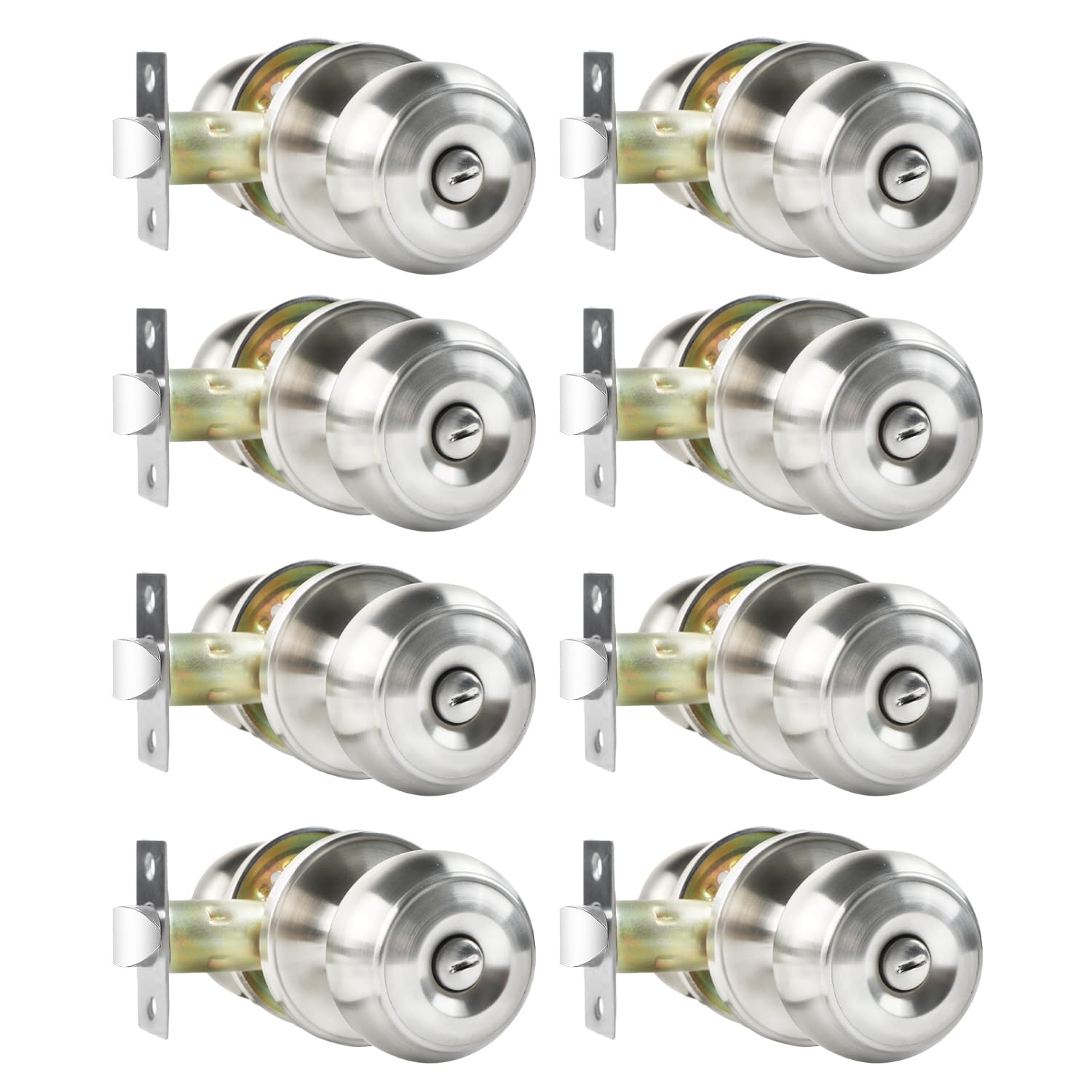Satin Nickel Privacy Door Knobs - 4 Pack Locksets -11