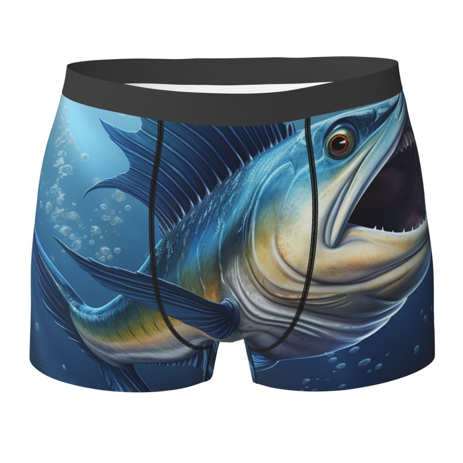 Kwqdozf Men's Black Boxer Briefs Breathable Underwear Boxer Brief For Blue Fish Boxers Comfort Soft Trunk