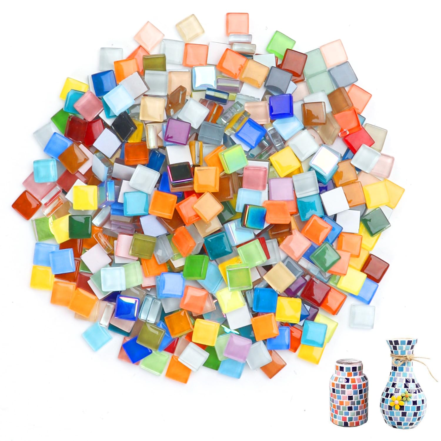 Zuxbolf 500g De Mosaico De Vidrio De 1x1 Cm – Más De 20 Colores Vibrantes – Piedras De Mini Mosaico Para Manualidades, Decoración Del Hogar Y Proyectos De Bricolaje – No Autoadhesivas